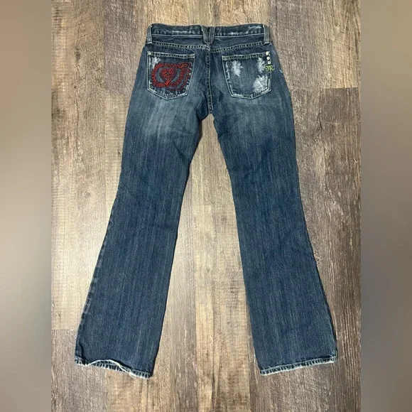 Miss Me WOODSTOCK Hippie Patch Embroidered Distressed Jeans 26 - Picture 6 of 11